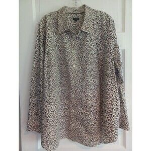 Talbots cheetah print button-up shirt 3X plus sz classic versatile on-trend